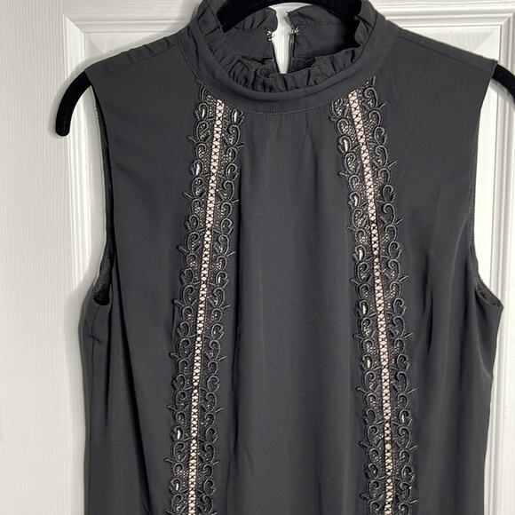 Worthington Black High Neck Bottom Ruffle Dress Size Medium - Picture 2 of 10